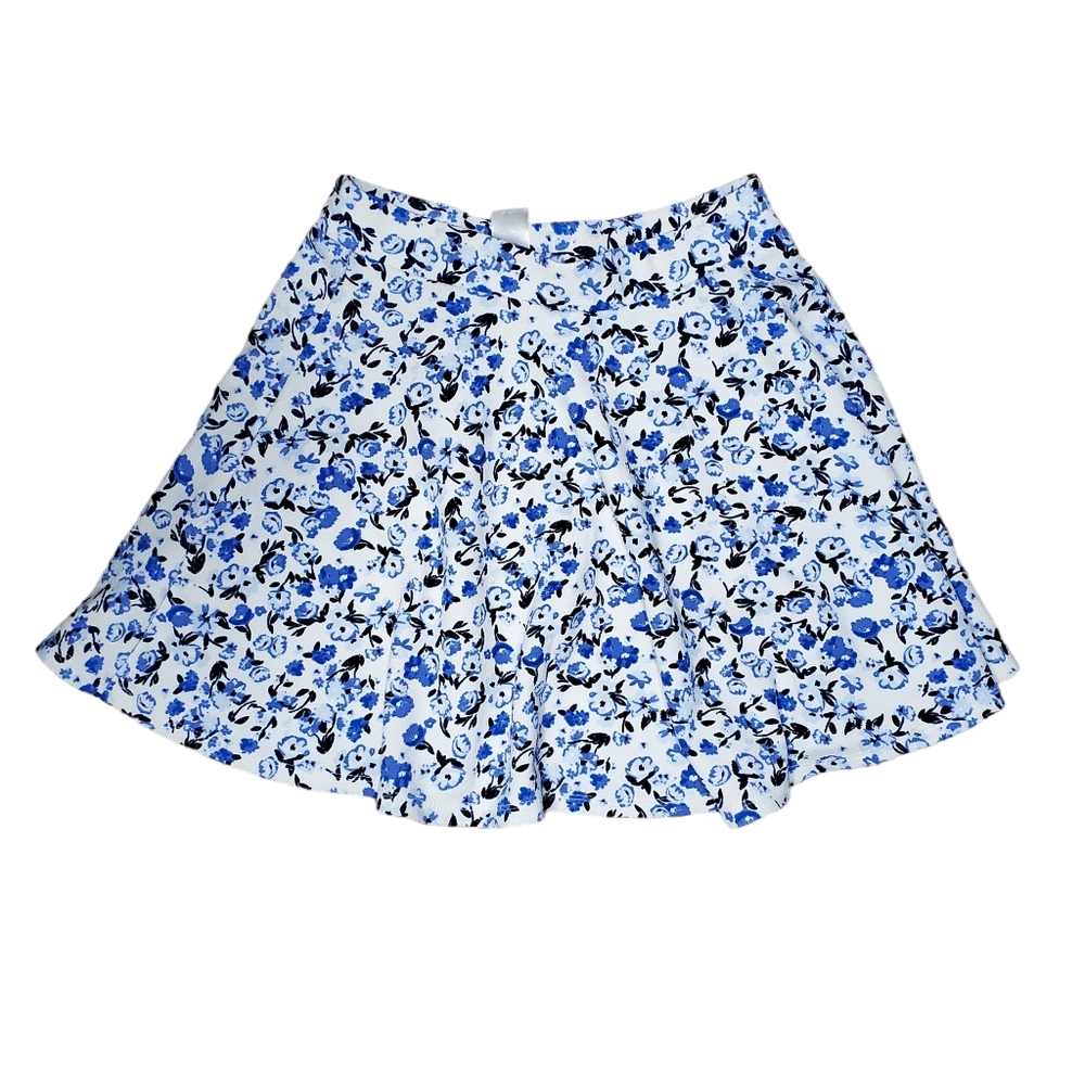 Girl's Heart + Arrow Blue and White Floral Skirt